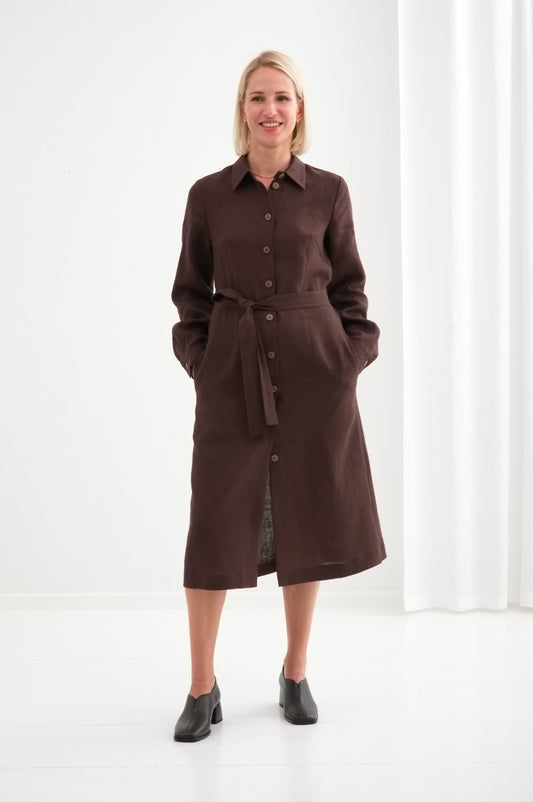 Leinenkleid mit Bindegürtel "UNA"