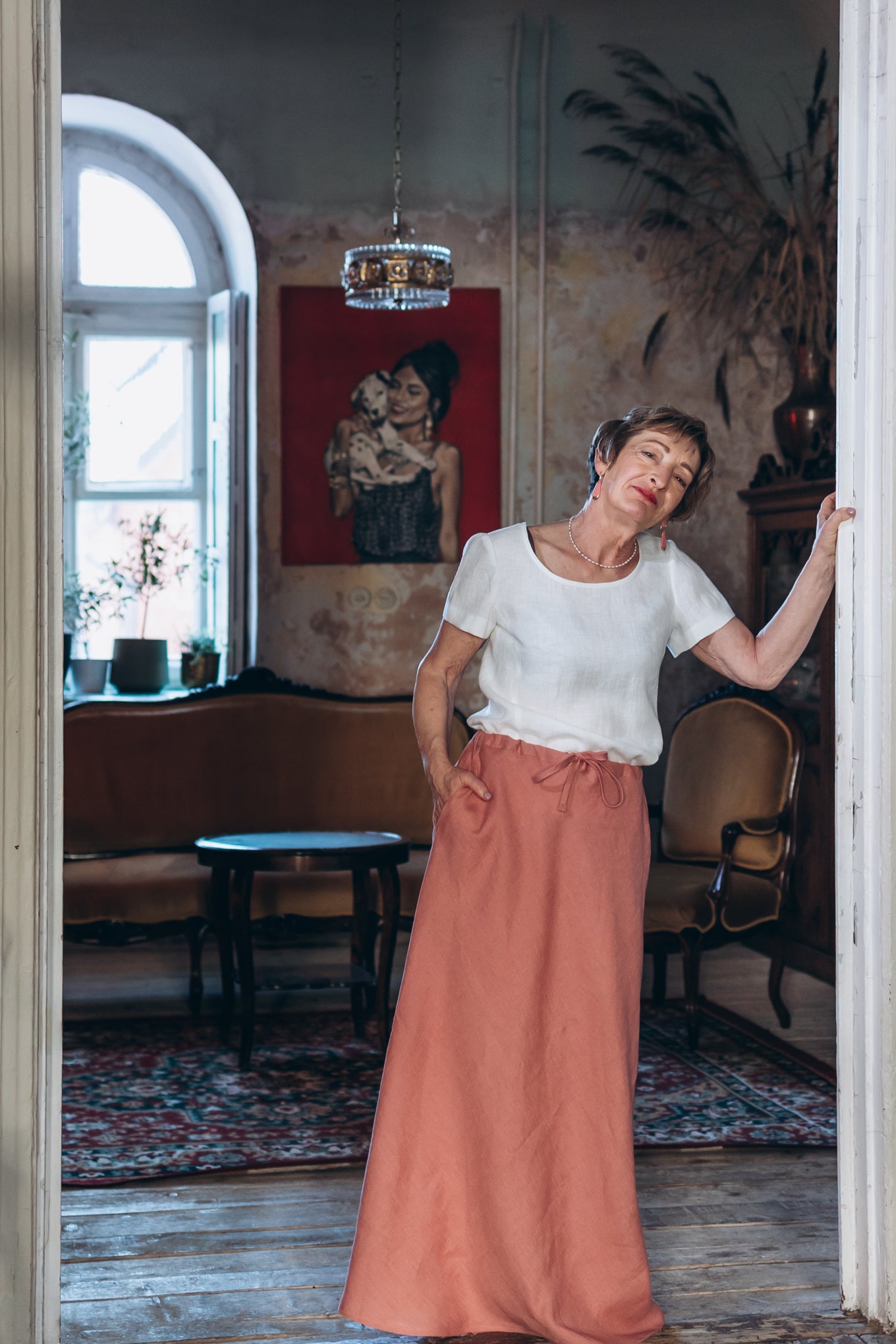 Bodenlanger Rock aus Leinen "Lina"