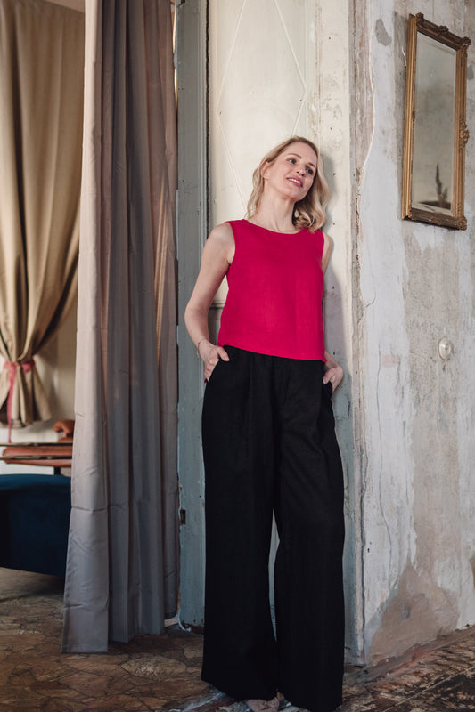 Linen top with overlapping back "Santa"