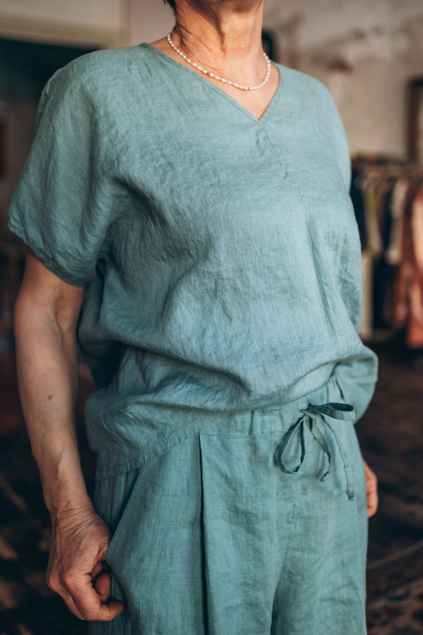 Linen V-neck Top "Lilly"
