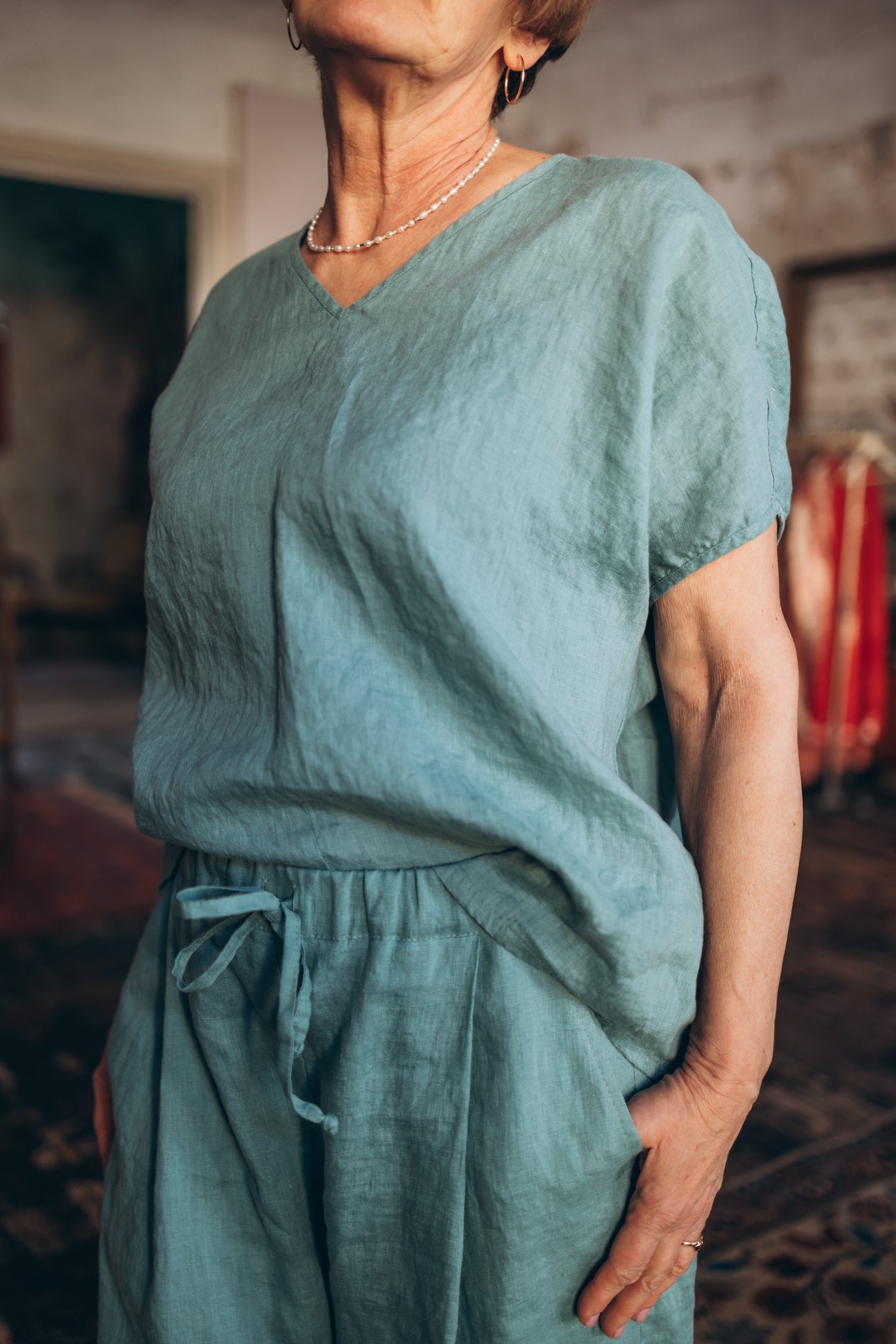 Linen V-neck Top "Lilly"