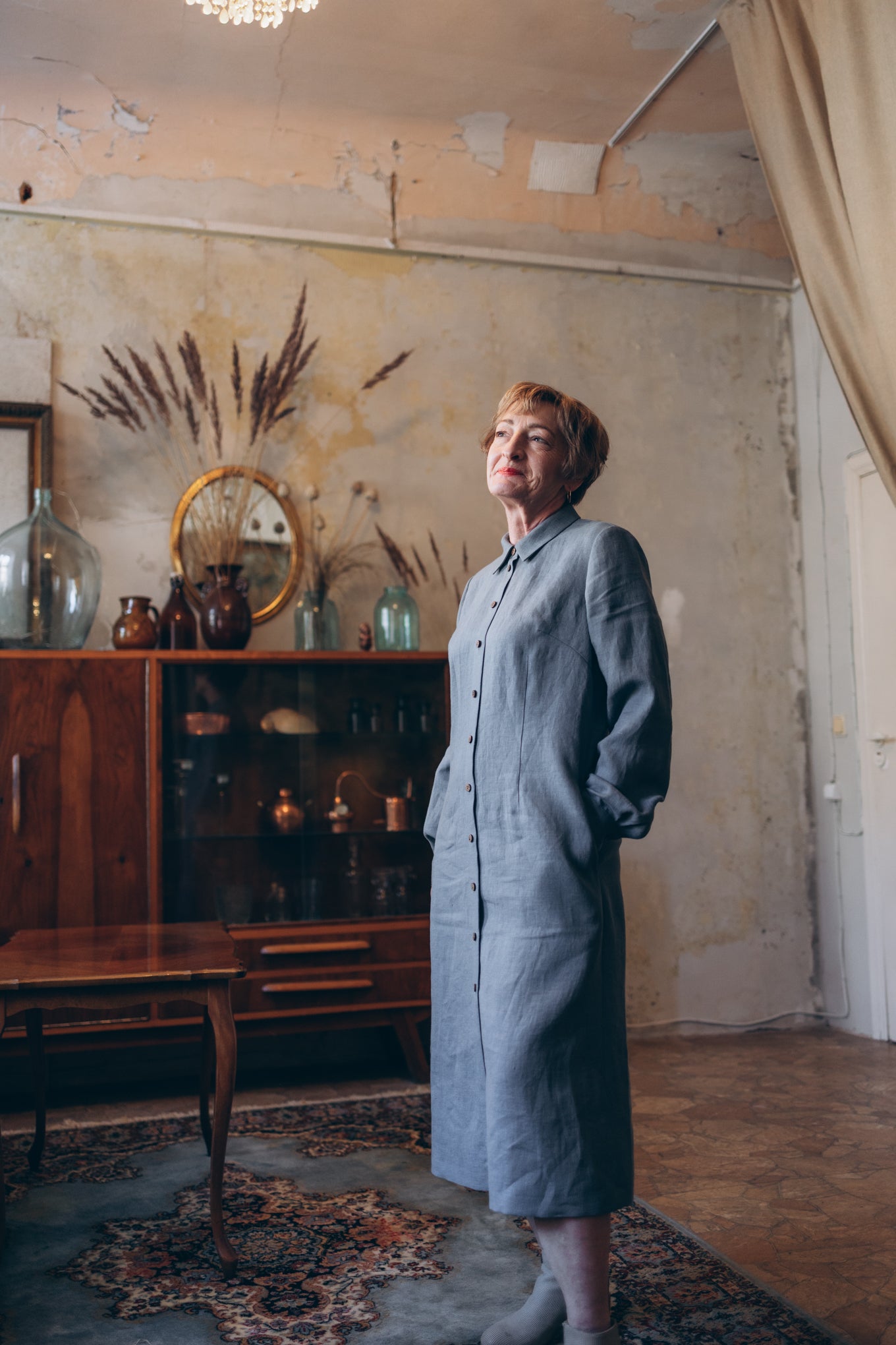 Linen dress with long sleeves "Una"