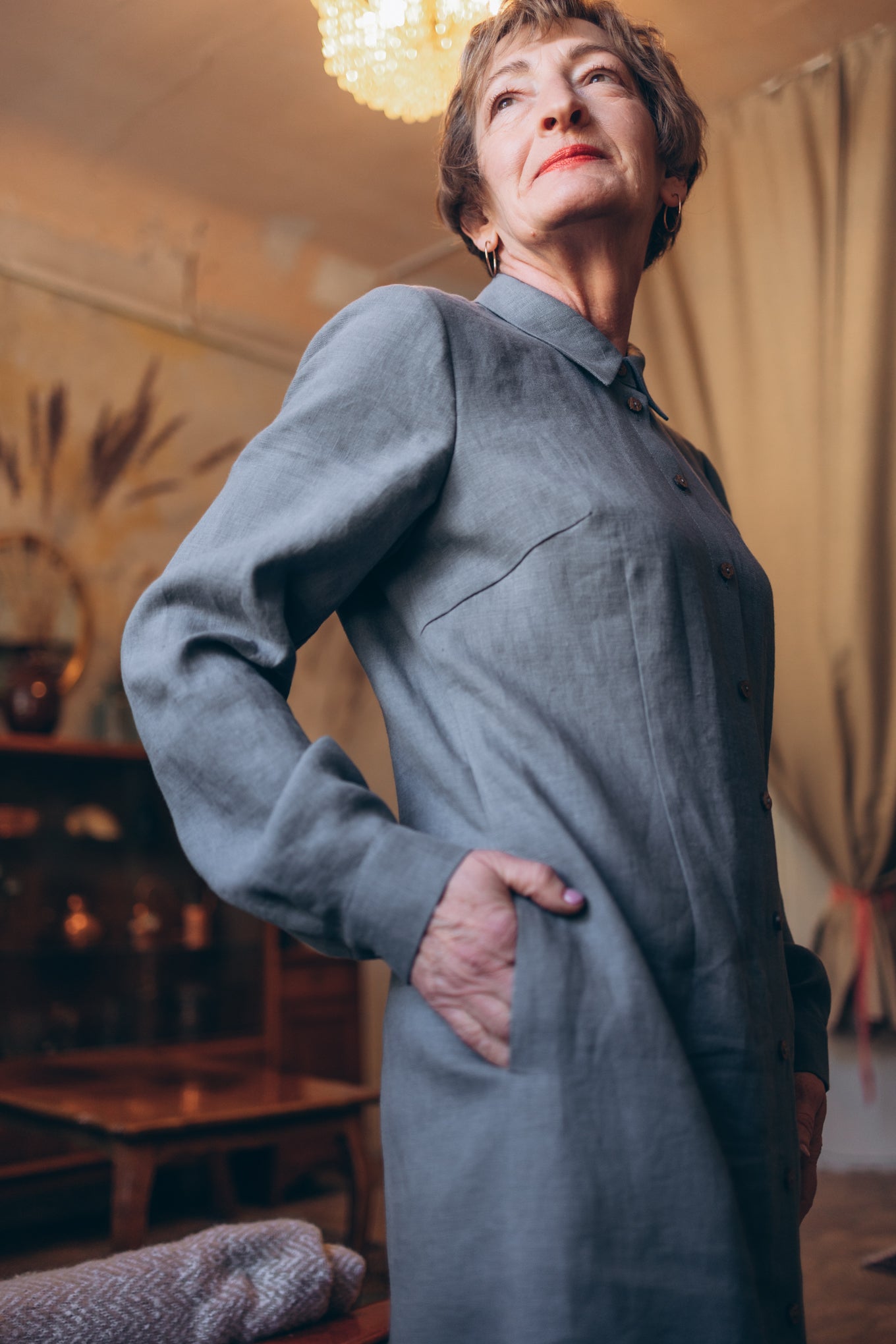 Linen dress with long sleeves "Una"