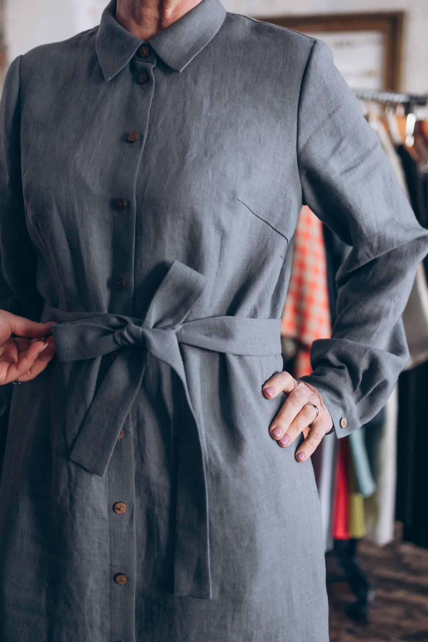 Linen dress with long sleeves "Una"
