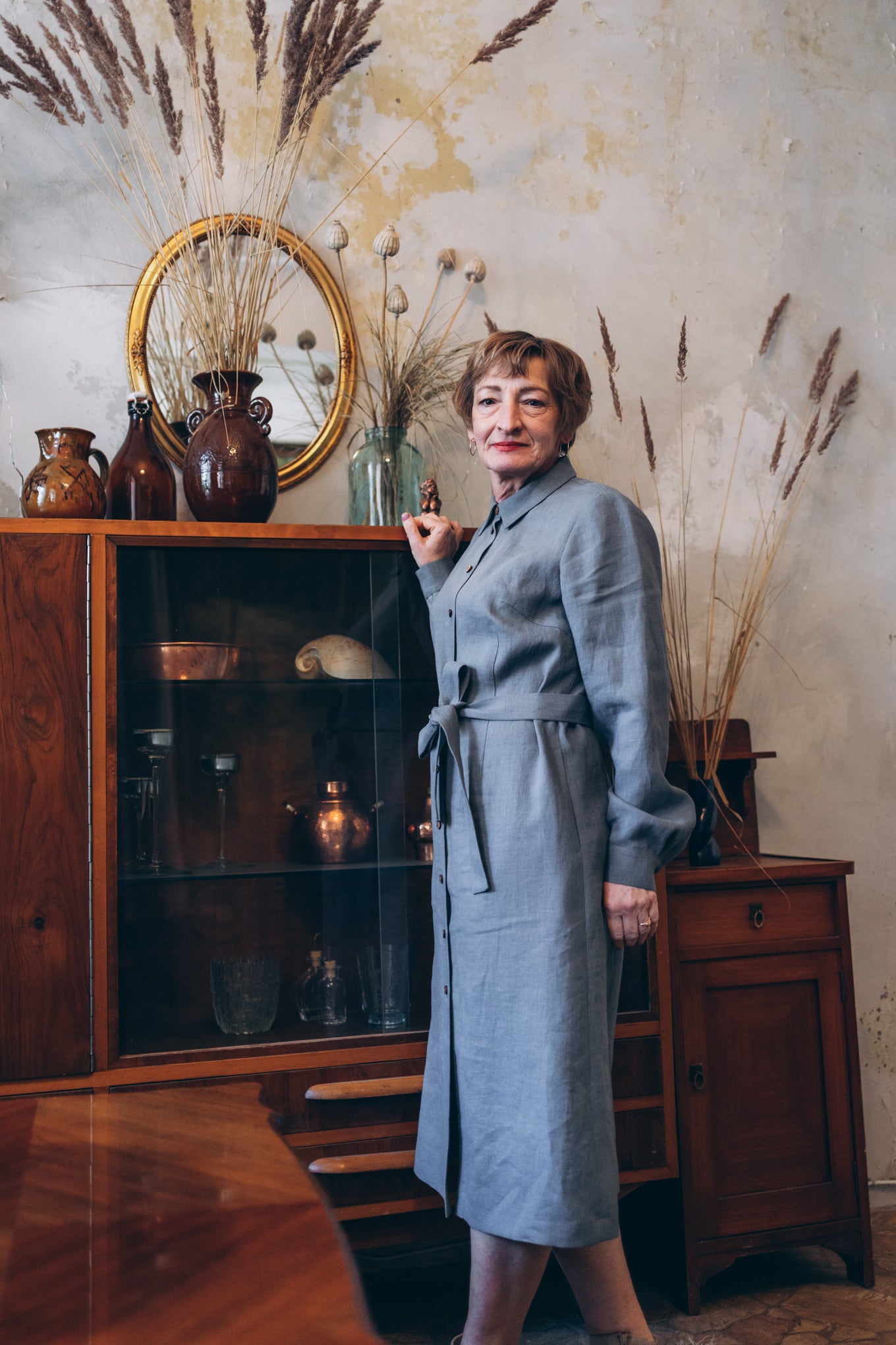 Linen dress with long sleeves "Una"