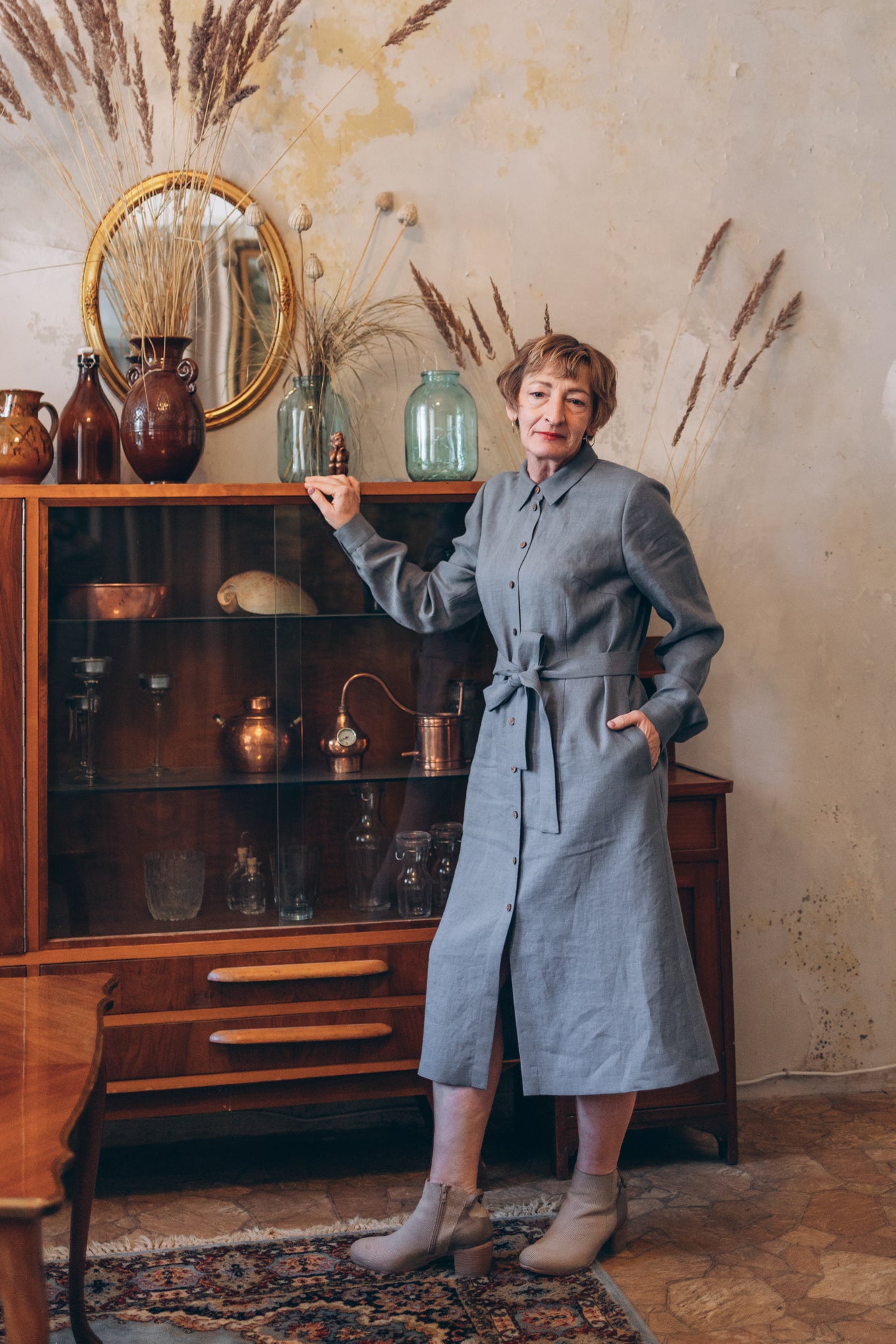 Linen dress with long sleeves "Una"
