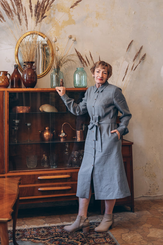 Leinenkleid mit lange Ärmel "Una"