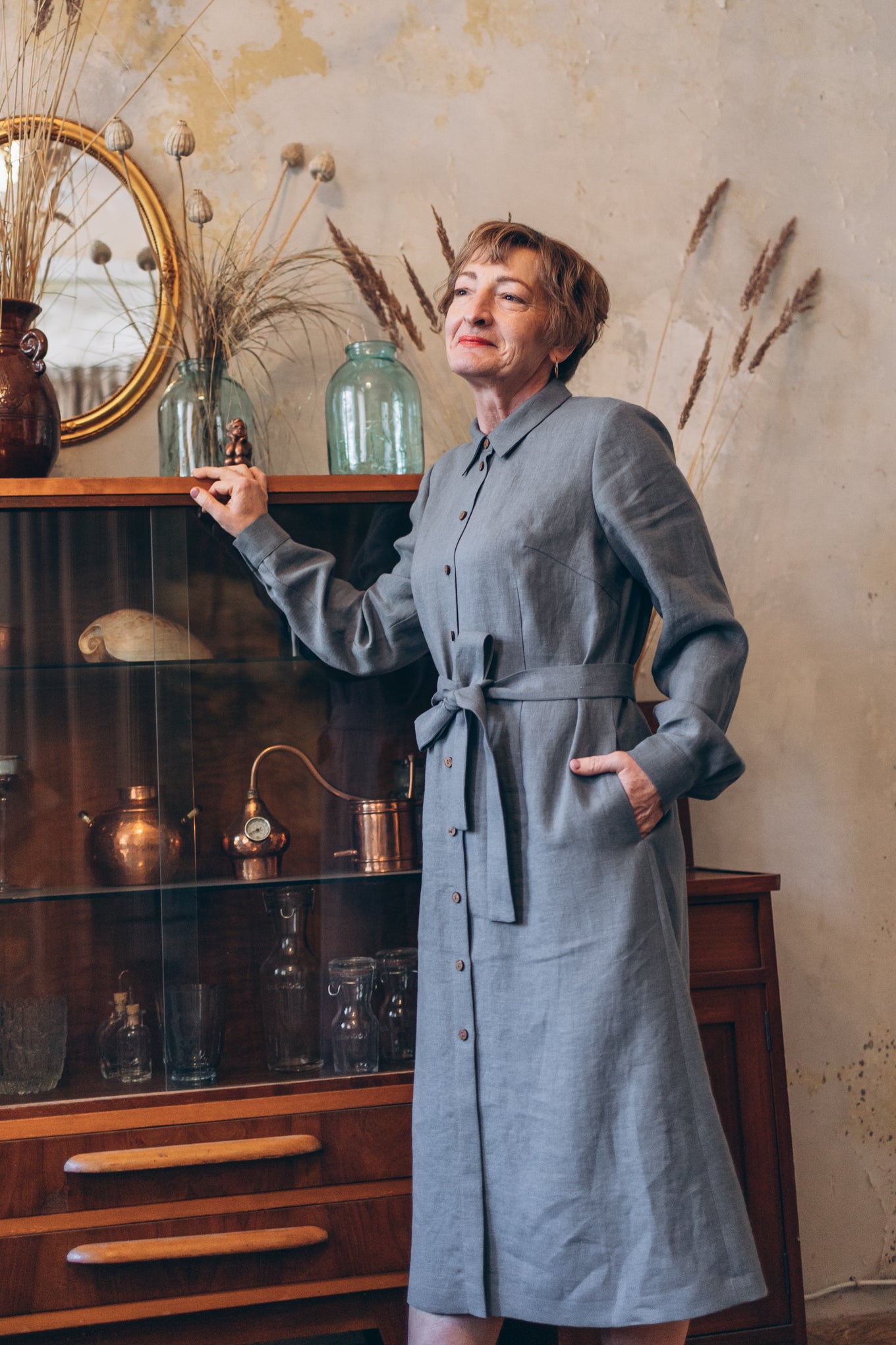 Linen dress with long sleeves "Una"