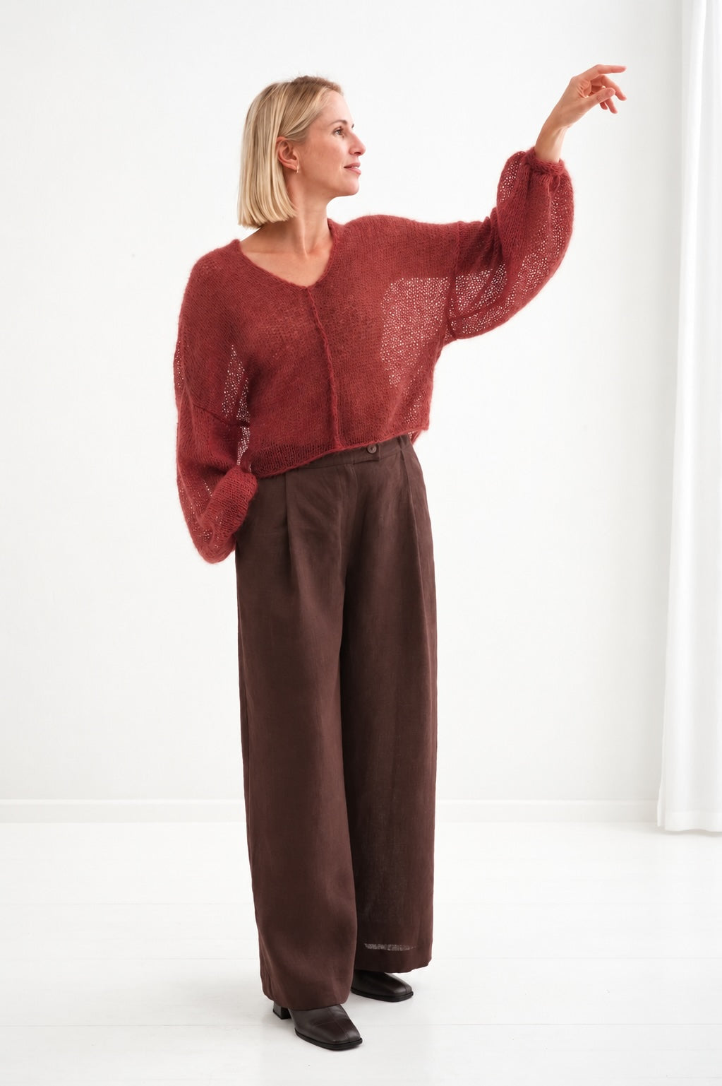 Handgestrickter Pullover aus Kidmohair & Seide