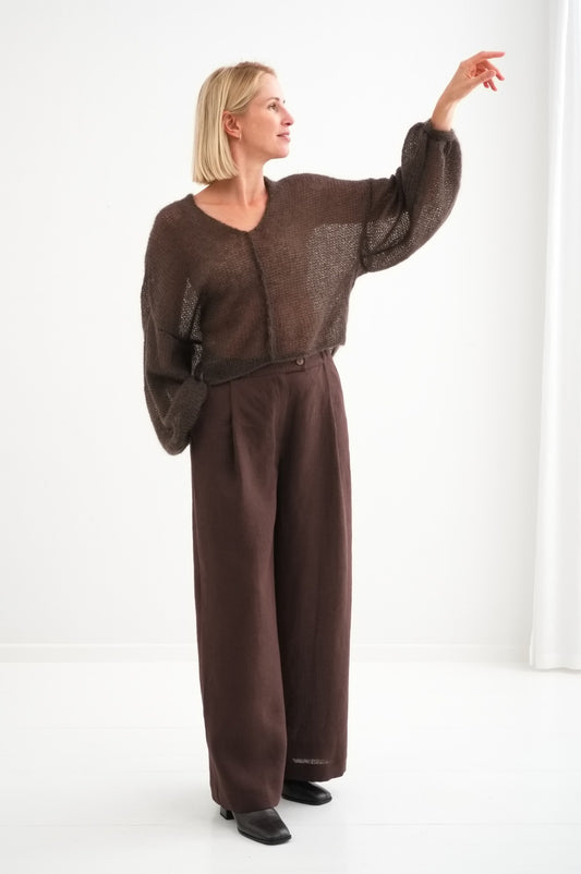 Handgestrickter Pullover aus Kidmohair & Seide