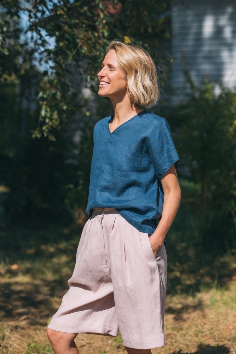 Linen V-neck Top "Lilly"