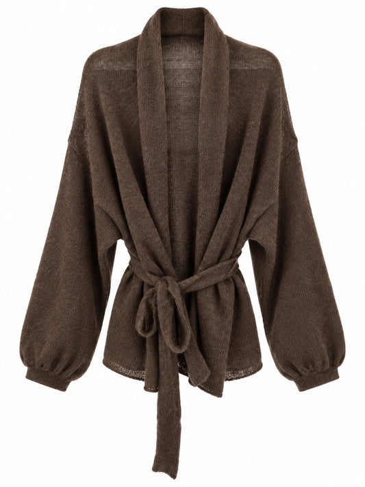 Kidmohair & Seide Strickjacke mit breitem Ärmel